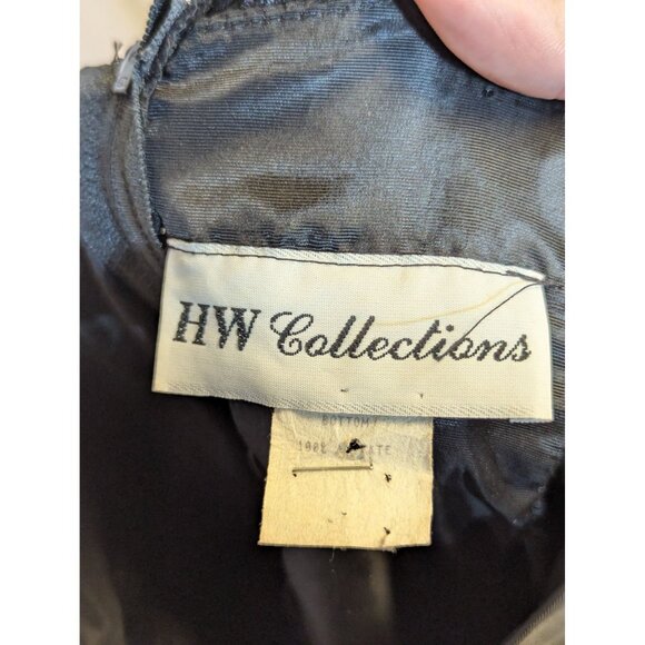 Vintage 80s HW Collections Black Lace Dress With Sequins Drop Waist Design Flutt - Picture 9 of 10